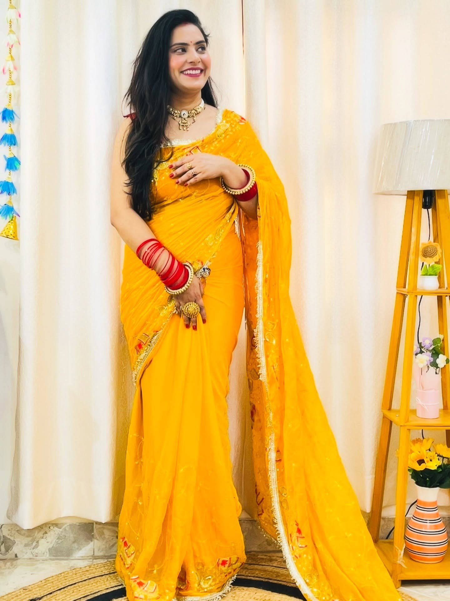 Rajputi Yellow Hathi Design Saree