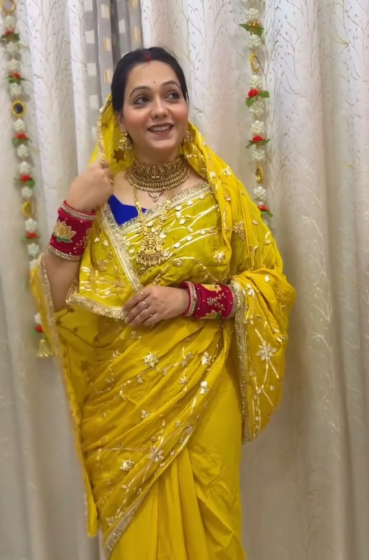 Yellow Kacha Gota Work Saree - Threads by Deepika
