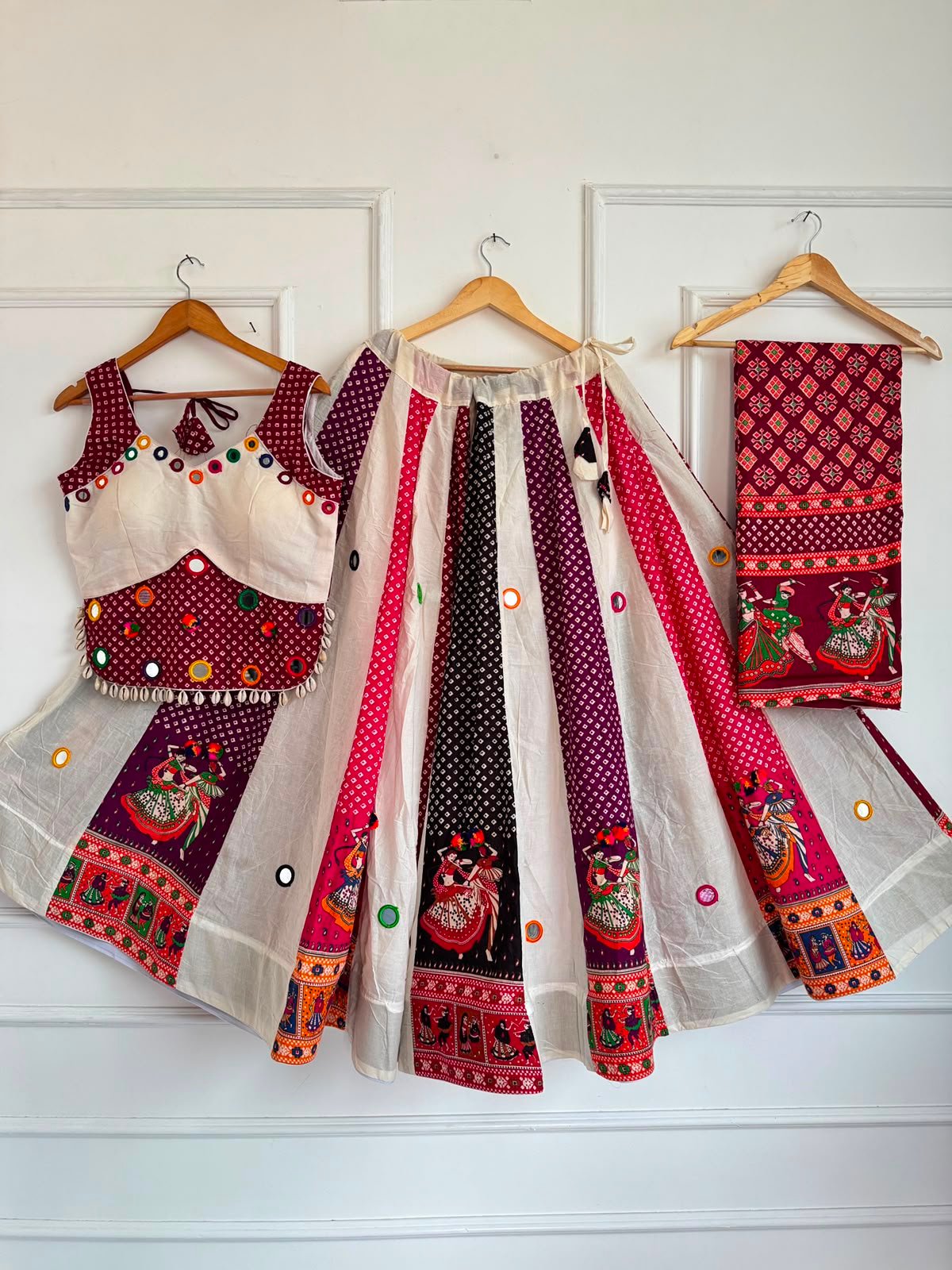 Ajrakh Cotton Lahanga For Navratri - Threads by Deepika