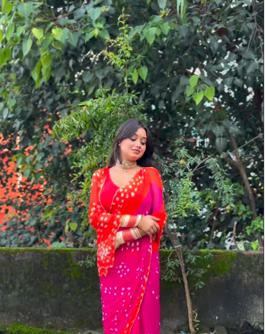 Chiffon Bandhni Saree - Threads by Deepika