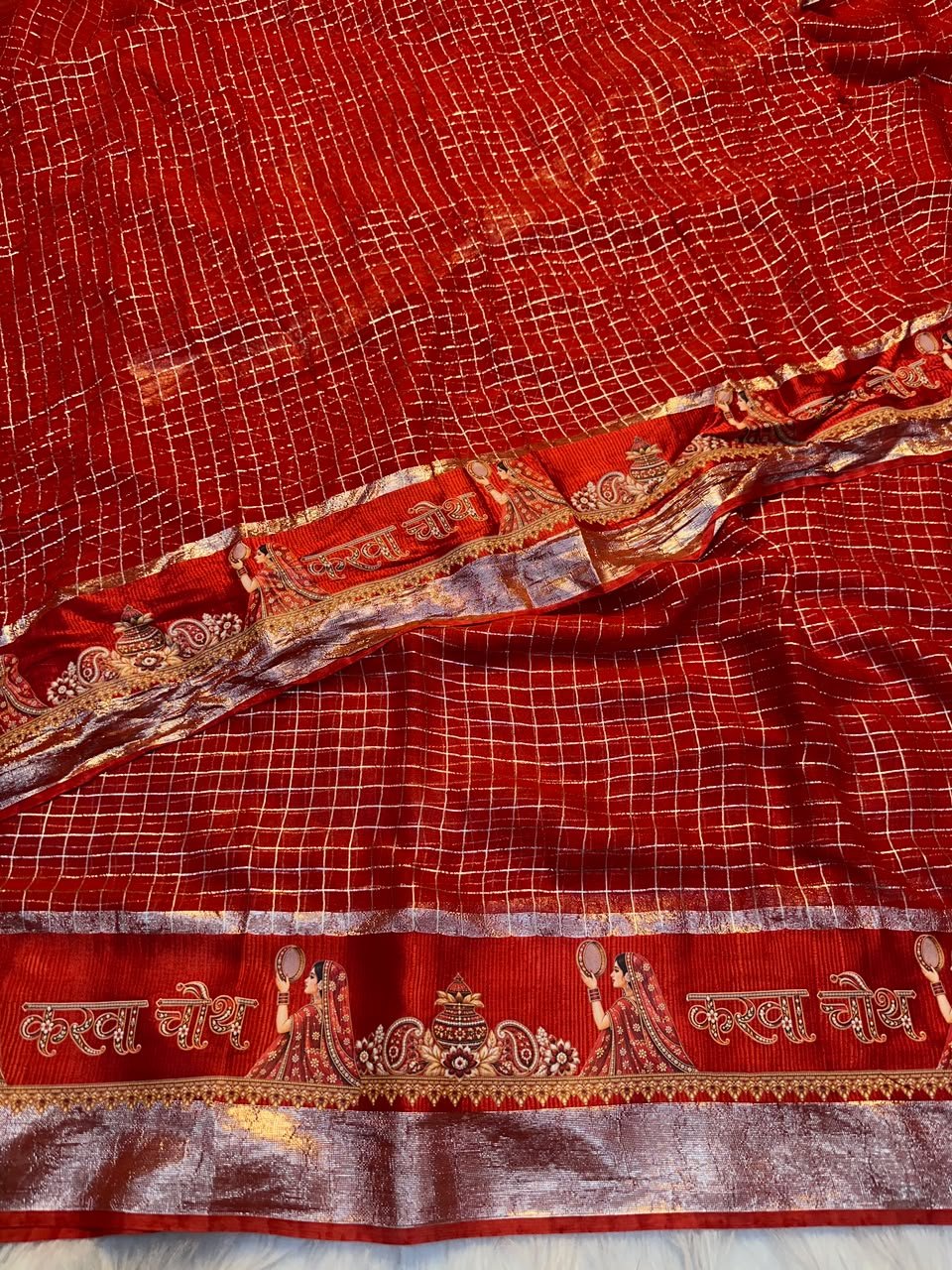 Karwa Chauth Special Checkered Saree - Threads by Deepika