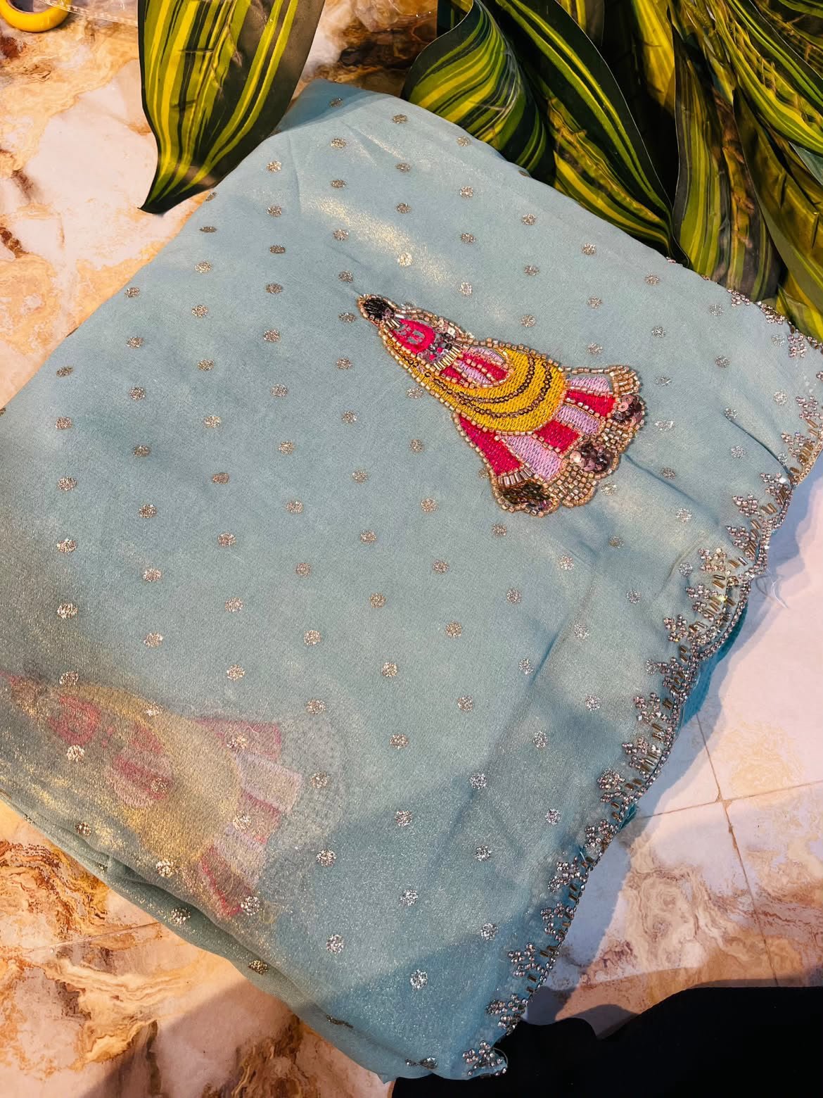 Dulhan karvachauth design Saree - Threads by Deepika